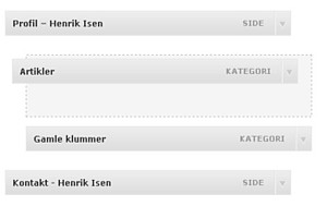Tilpasse menu - flyt rundt på punkter