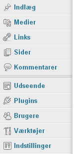 skærmfoto - menu i redigeringsområdet